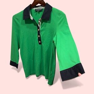 Cute fighting Irish green blue rugby style 3/4 sleeve lightweight top cotton
